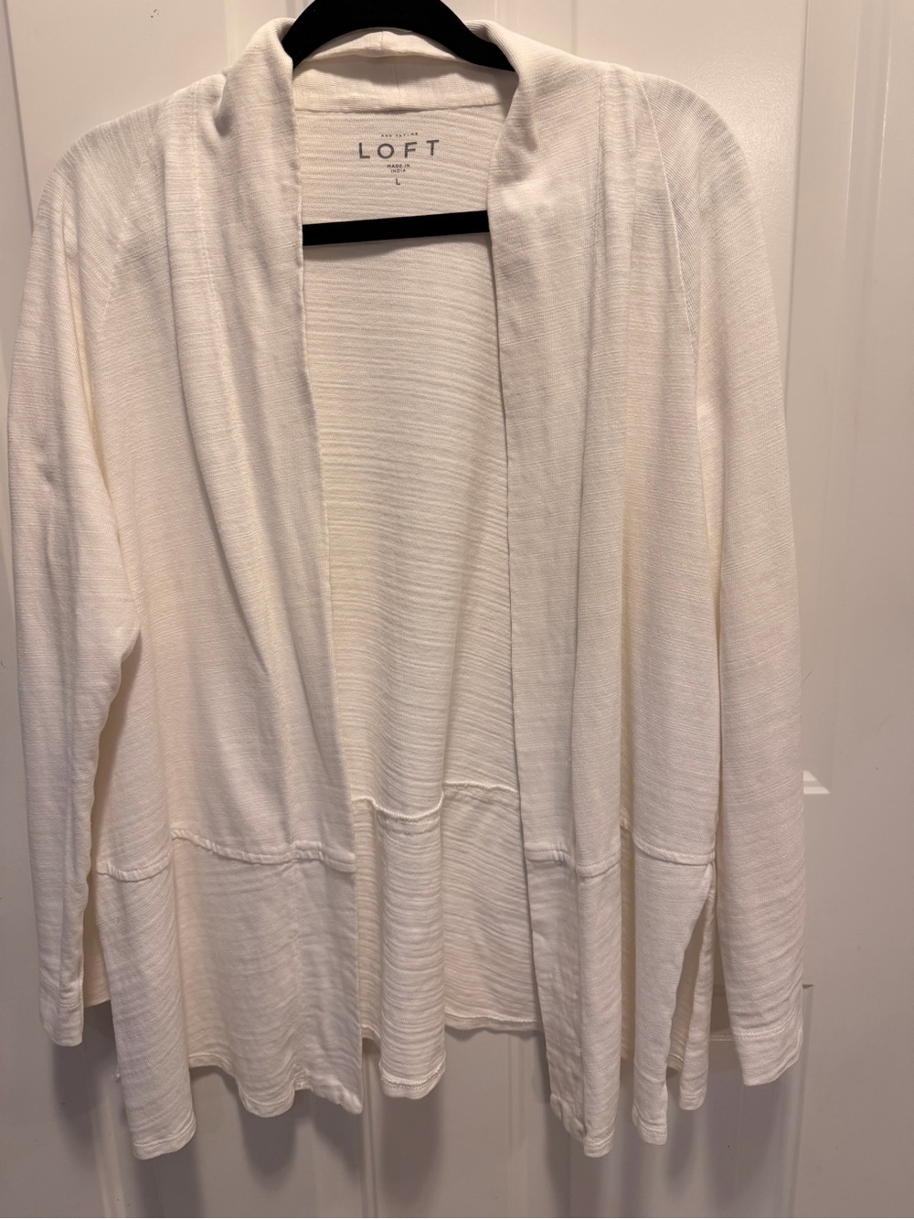 LOFT Cream Open-Front Lightweight Cardigan